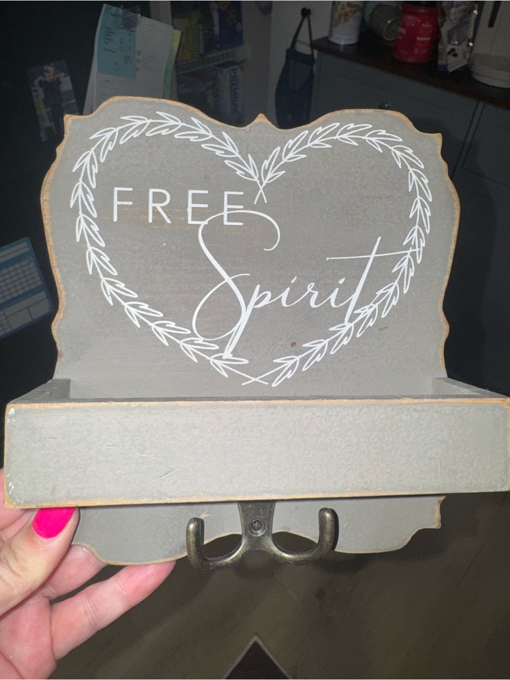 Free Spirit Heart Wall Hook - Gray